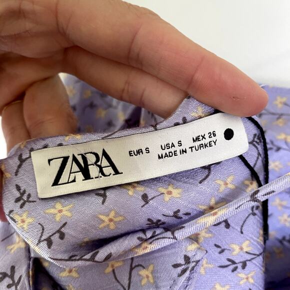 Zara Woman Floral Tie Straps Squared Neck Mini Slip Dress in Lilac Purple S - Picture 6 of 7